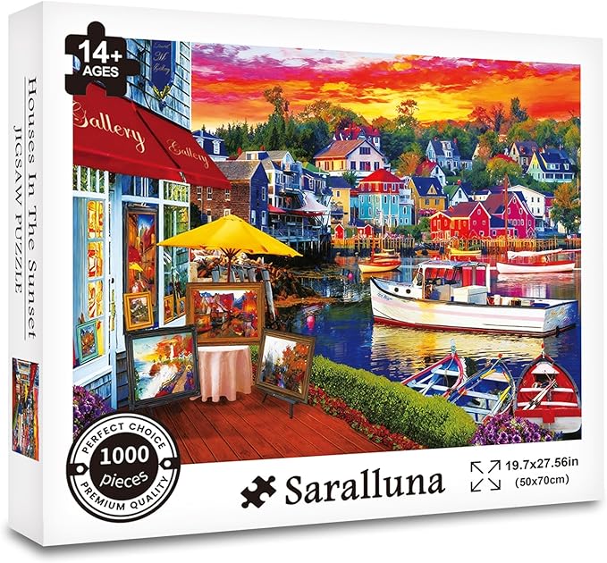 Puzzle for Adults 1000 Pieces,Sunset Harbor Ton Puzzle, Challening Impossible Difficult Hard Fun 1000 Pieces Jigsaw Puzzles for Adults