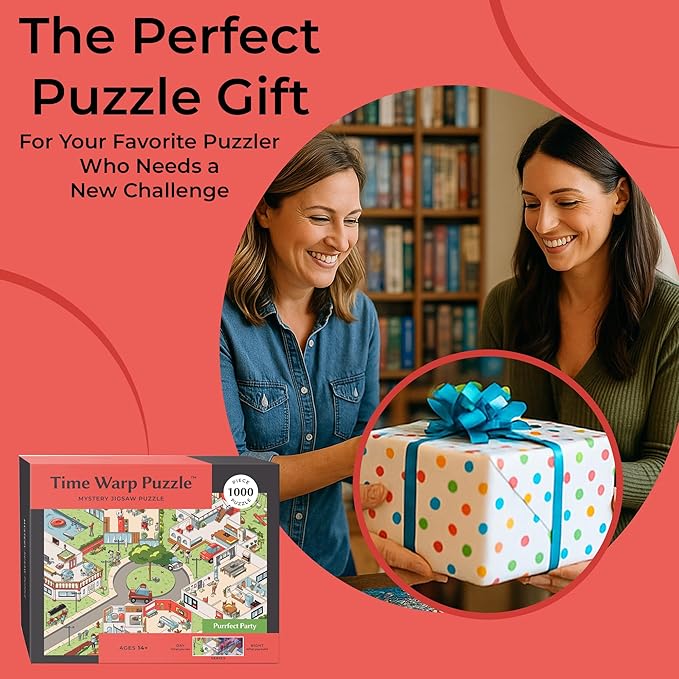 Time Warp Puzzle Series 1 – Day to Night Hidden Scene | 1000 Piece Jigsaw Puzzle for Adults | Discover a Story That Transforms as You Build | Giftable Magic Puzzle Art (Purrfect Party)