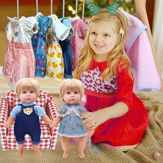 Alive Doll Clothes and Accessories - Baby Doll Dresses Fit for 10 11 12 Inch Girl Dolls, 6 Sets Dolls Outfits Include Dresses, Pajamas, One-Piece Suit, Jumpsuits, for Girls Gifts Christmas