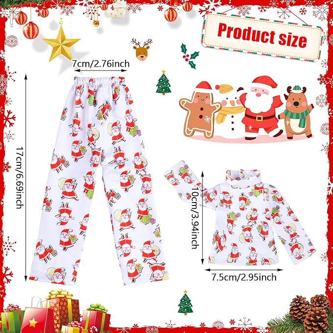 Hungdao 4 Pcs Christmas Doll Clothes Christmas Accessories Doll Clothing Pajamas and Nightgown Holiday Outfits for Boys Girls Xmas Party Supplies