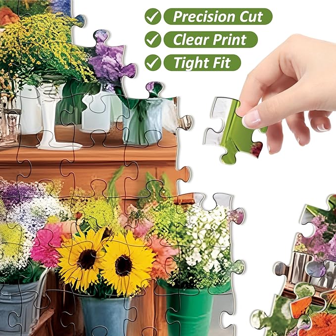 300 Piece Puzzles for Adults,Colorful Flower Shop Scene with Dog,Botanical Jigsaw Puzzle for Kids Teen Adults,Interlock Perfectly Letters on Back,Challenging Puzzle for Family Game Nights,20.5 x 15 in