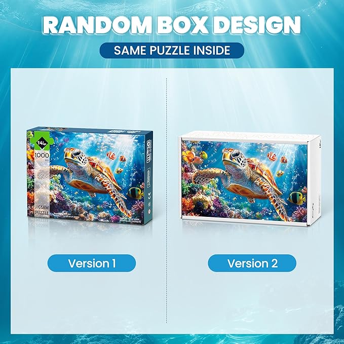 Puzzles for Adults 1000 Pieces- Sea Turtle Puzzle 1000 Piece, Challenging Ocean Jigsaw Puzzles with Letter on Back, Gifts for Adults, Stress Relief, Birthday & Game Night with Guide Poster