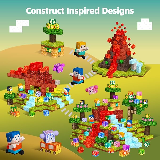 GobiDex Magnetic Building Blocks Dinosaur Theme Kid Toys for 3+ Years Old Boys Girls, STEM Building Gifts for Kids, Magnets Sensory Game for Toddler 48PCS