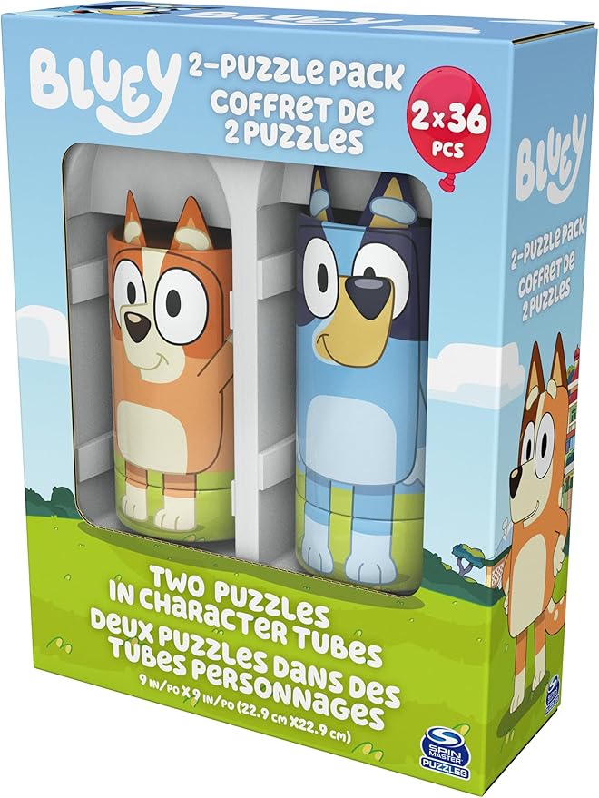Spin Master Games, Bluey Puzzles 2-Pack, 36 Pieces, Kids Puzzles, Bluey Toys, Preschool Puzzles, for Ages 3 & Up