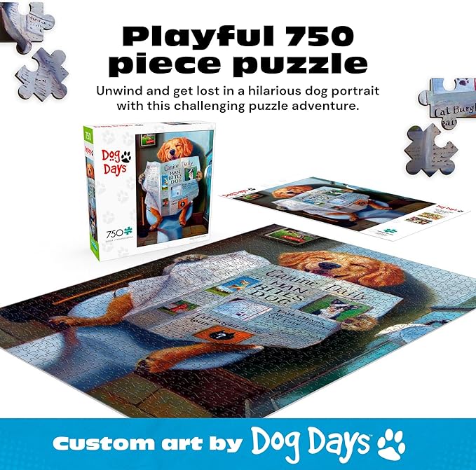Buffalo Games - Dog Gone Funny - A Dog's Life - Lucia Heffernan - 750 Piece Jigsaw Puzzle for Adults - Challenging and Funny Puzzle Perfect for Game Nights - Finished Size 24.00 x 18.00