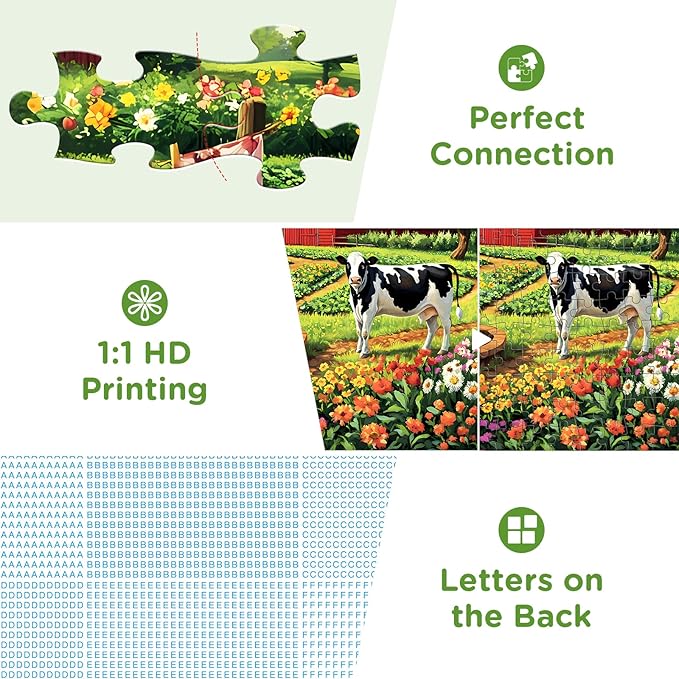 300 Piece Puzzles for Adults,Farm Puzzle 300 Pieces,Summer Cow Jigsaw Puzzles 300 Piece for Adults Children Seniors,Challenging Puzzles Family Activity Game Nights Gift Toy