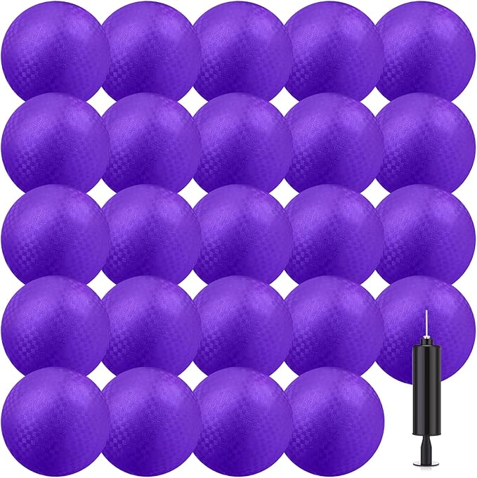 Yunsailing 24 Pack Dodgeballs Bulk 6 Inch Operation Christmas Playground Balls Rubber Bouncy Inflatable Kickball with Pump for Kids Adult Outdoor Handball Game Christian Donation Gift (Dark Purple)