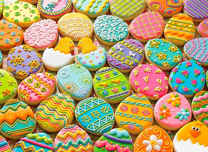 Easter Colorful Cookie Egg Puzzle - Wooden 500 Piece Puzzle for Adults (Easter Eggs)