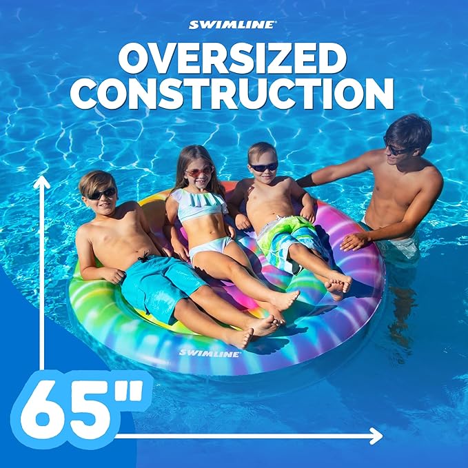 SWIMLINE Original Tie Dye (Spiral) Pool Float – Durable Vinyl Lounger for Adults & Teens – Fun Pool Float for Lake, Beach, or Backyard – Easy to Inflate and Store