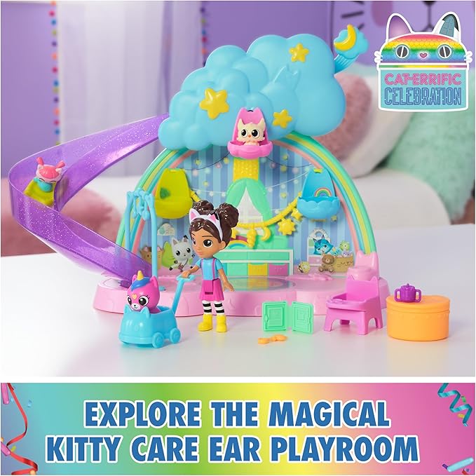 Gabby's Dollhouse Kitty Care Ear Purrfect Playroom – 17-Piece Playset with 4 Toy Figures, Dollhouse Furniture, Doll Accessories & Baby Doll Stuff for Kids Ages 3+