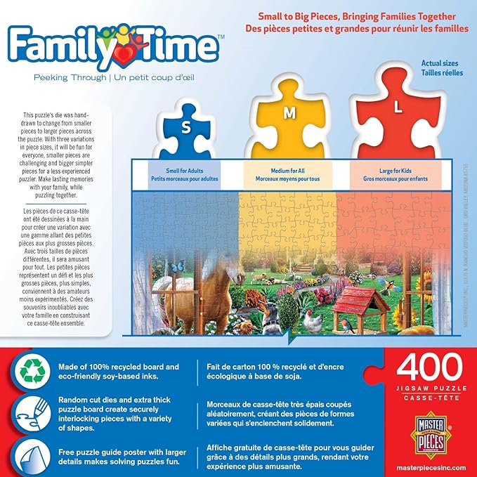 MasterPieces 400 Piece Jigsaw Puzzle For Adults, Family, Or Youth - Peeking Through - 18"x24"