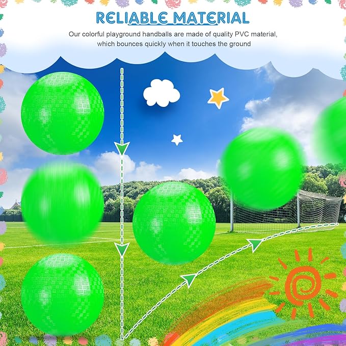 Hanaive 6 Pcs Kickballs 10 Inch Playground Ball Rubber Inflatable Dodgeball with Pump and Storage Bag Bouncy Kickball for Adults Sports Outdoor Activities(Green)