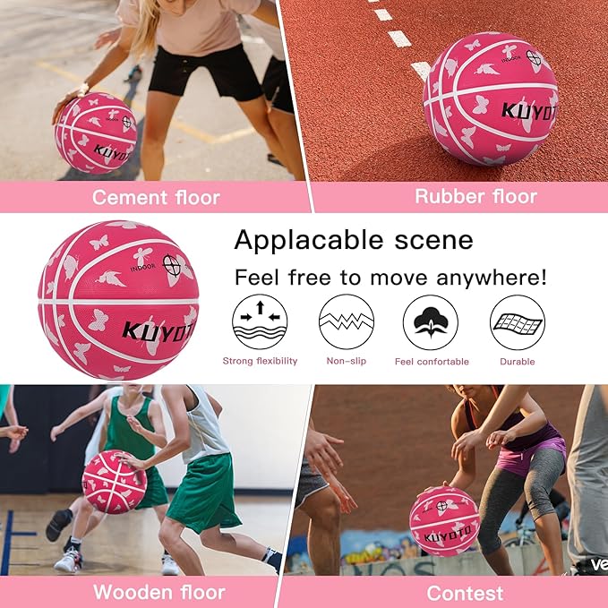 KUYOTQ Kids Youth Adult Size 3/4/5/6/7 (22/25.5/27.5/28.5/29.5") Basketball Premium Rubber or Faux Leather Basketball Indoor Outdoor Basketball for Boys Girls Womens Mens Basketball Gifts (Deflated)