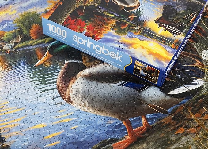Springbok Mallard Morning Glow 1000 Piece Jigsaw Puzzle for Adults - Duck by the Lake - Unique Cut Pieces - Made in USA