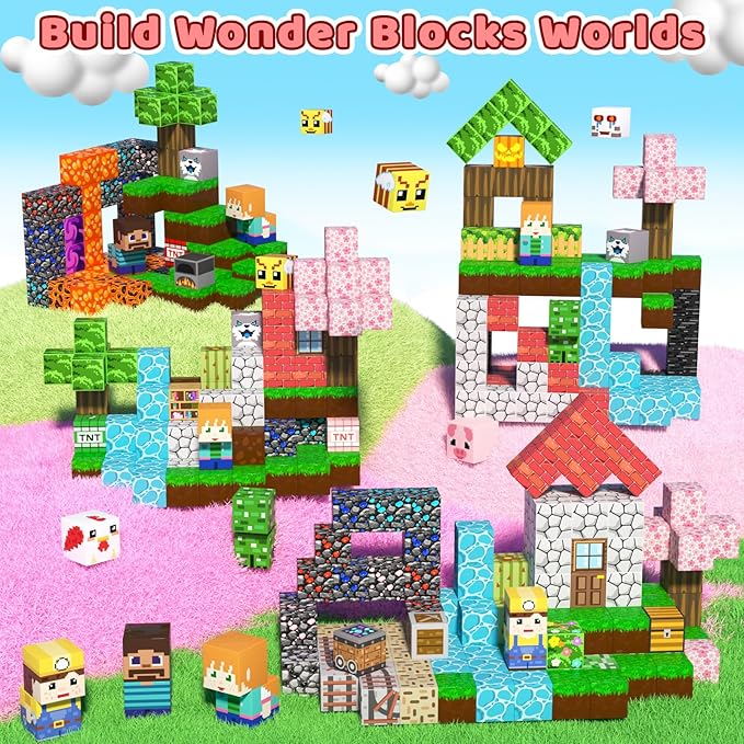 300 PCS Magnetic Blocks - Magnetic Building Blocks, Stacking Magnetic Blocks for Kids, Sensory Toy for STEM Montessori for Kids 3+ Boys and Girls Christmas Birthday Gifts