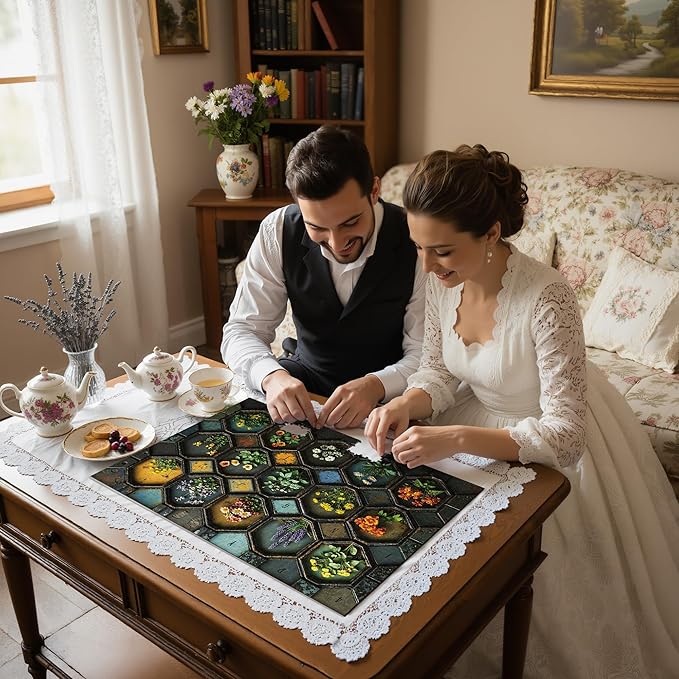 Puzzles for Adults 1000 Pieces, Flower Plant Mosaic Garden, Nature 1000 Piece Puzzle for Adults Seniors, Hard Jigsaw Puzzles 1000 Pieces with Letters on Back for Family Fun Gift, 1:1 Poster