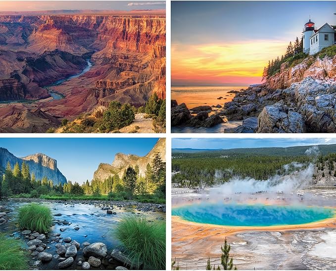 Bits and Pieces – 4-in-1 Multi-Pack - 1000 Piece Jigsaw Puzzles for Adults – 1000 pc 'America The Beautiful' National Parks Puzzle Set Bundle - 20" x 27"