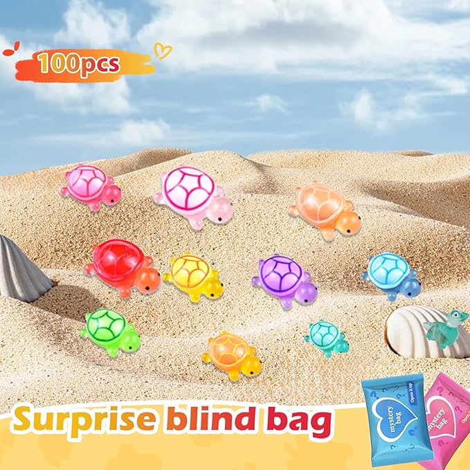 100 Pcs Mini Turtle Blind Bags for Kids - Glow in The Dark Resin Turtles Collectible Sea Turtle Toys for Party Favors, Treasure Hunt Games Dollhouse Decor, Mini Garden Landscape, Cake Toppers