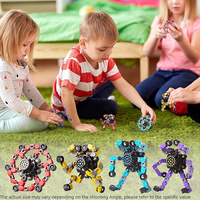 Easter Basket Stuffers,Transformable Fidget Spinners Toys 4 Pcs for Kids and Adults Stress Relief Sensory Toys for Boys and Girls Age 8-13 Fingertip Gyros Easter Party Favors Birthday Gifts for Teens