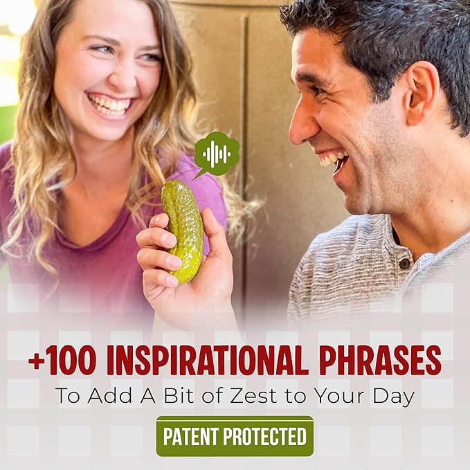 DR DINGUS Emotional Support Pickle - +100 Positive Inspirational Phrases - Press Button - Funny Family Friendly Gag Toy for Class, Office, Gift, Friends