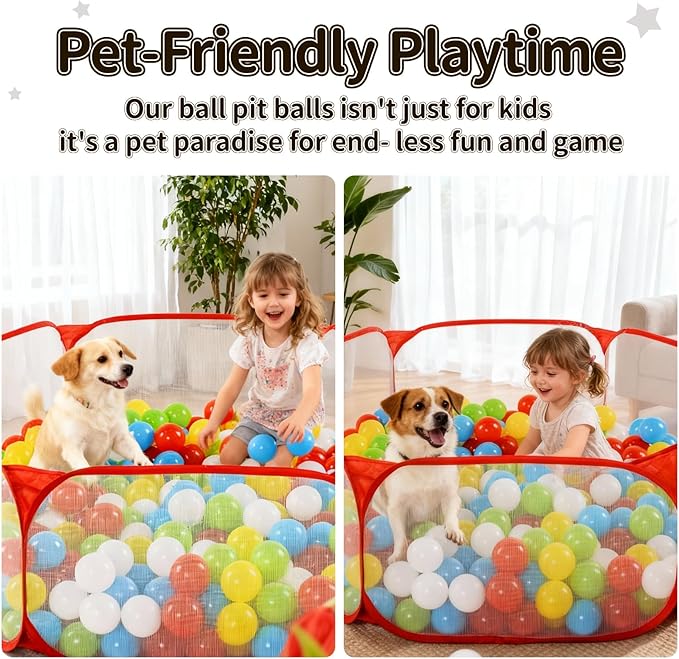 STARBOLO Cute Kids Ball Pit Ball Pool Play Tent,Indoor Collapsible Ball Pit Fence for Boys Girls Pets Puppy Cats, with Carry Tote, Balls Not Included (Red)