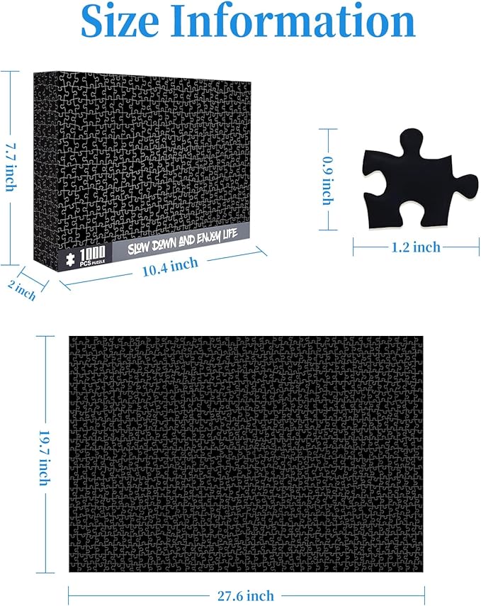 CHengQiSM 1000 Piece Puzzle for Adults, Pure Black Puzzles for Adults 1000 Pieces, Solid Black Jigsaw Puzzle for Adults Teens Seniors, Premium Thick Cardboard, Finished Size 27.6 x 19.7 inches