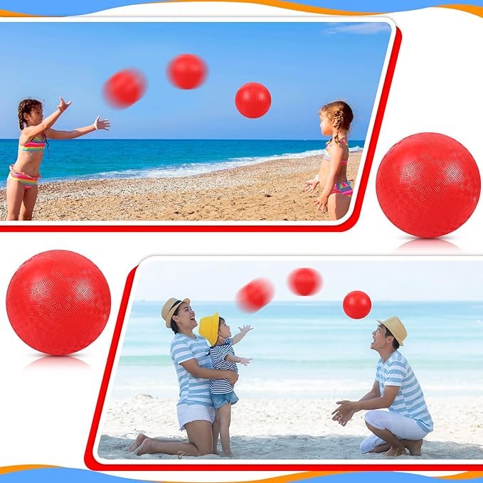 Hiboom Playground Balls 5 Inch Dodgeball Playground Balls Kick Outdoor Inflatable with 1 Pcs Hand Pump for Adults Yoga Exercise Gym Schoolyard (Red,12 Pcs)