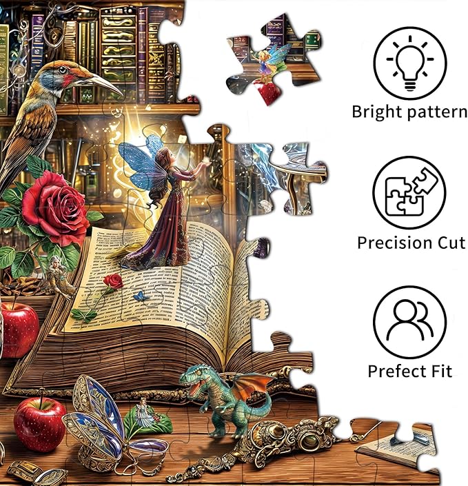 Magic Book Jigsaw Puzzles, 1000 Piece Puzzle for Adults, Family Puzzles Game, Fun Relaxing Challenging, Interlock Perfectly No Dust, Home Wall Decor, Gifts for Easter Father's Day