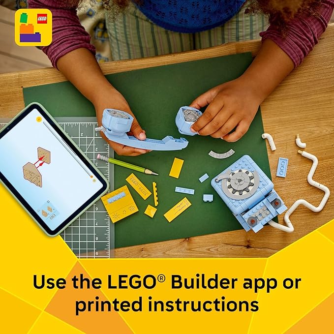 LEGO Creator 3 in 1 Retro Telephone Kids Toy - Home Decor for Bedroom or Kids Room - Building Toy and Learning Playset for Girls & Boys, Ages 8+ - Gift Idea for Birthdays or Special Occasions - 31174