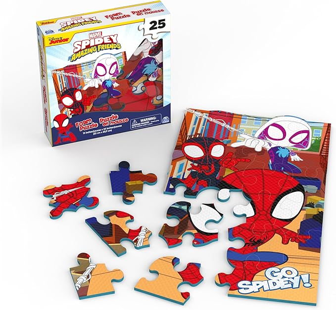 Spin Master Games, Marvel Spidey and His Amazing Friends Puzzles, Squishy Foam Puzzle, 25 Pieces, Spiderman Toys, for Ages 4 & Up