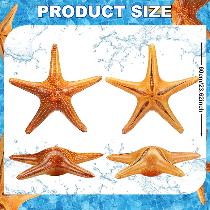 Leyndo 6 Pcs 23.6 Inch Summer Inflatable Starfish Pool Balloons Large Inflatable Starfish Pool Birthday Party Decorations Animal Float Ornament for Birthday Party Favors Supplies Gift