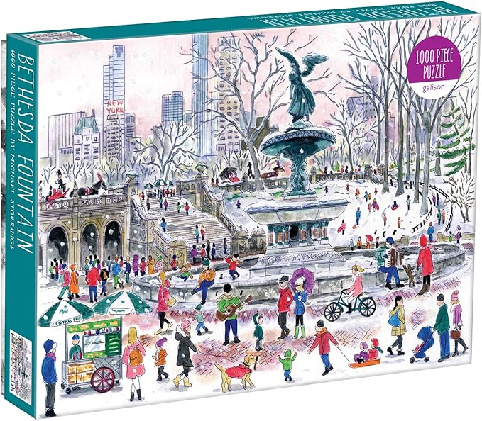 Galison Michael Storrings Bethesda Fountain Jigsaw Puzzle,27” x 20''Illustrated Art Puzzle with Scene from a Central Park Landmark Challenging Family Friendly Fun Indoor Activity,Multicolor