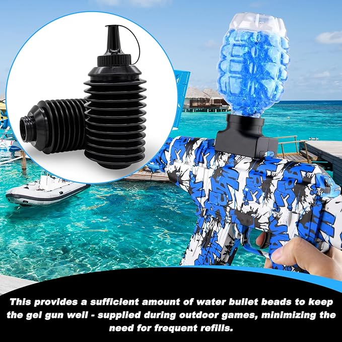 4 Pack Gel Ball Blaster Gun Accessories Bullets Beads Refill Ammo Bottle Plastic Hopper Accessories for Gel Gun Outdoor Party Game