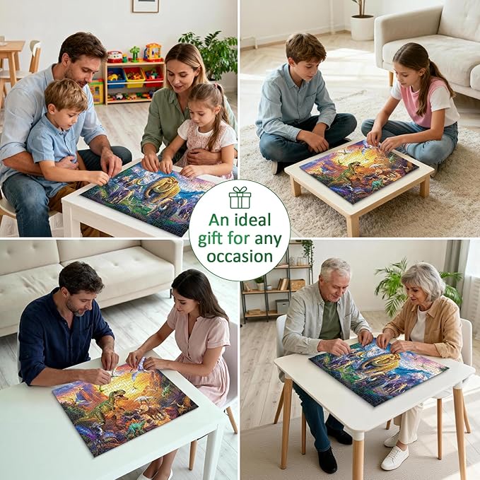Jigsaw Puzzle 1000 Pieces Adult, 2 Pack, Unique Shape Nature Series Puzzle, Dinosaures and Mammoths Theme, Challenging Puzzles for Game Night, Highly Interactive Family Games for Adults
