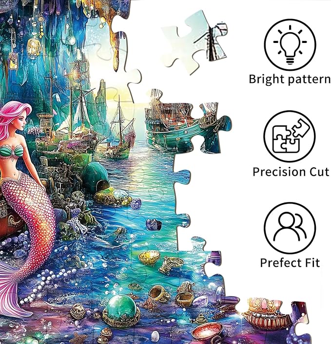 1000 Piece Puzzle for Adults, Sea Siren Mermaid Jigsaw Puzzle, Impossible Hard Difficult Challenging Puzzles for Adults, Home Decoration Puzzle, Interlock Perfectly No Dust