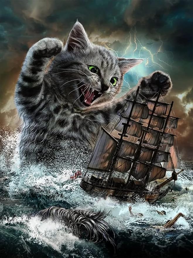 1000 Pieces Jigsaw Puzzle for Adults, Monster Titan Cat Kraken Wooden Jigsaw Puzzle, Exercise Memory Relieve Stress Game Jigsaw Puzzle Family Activities Decompression Gifts