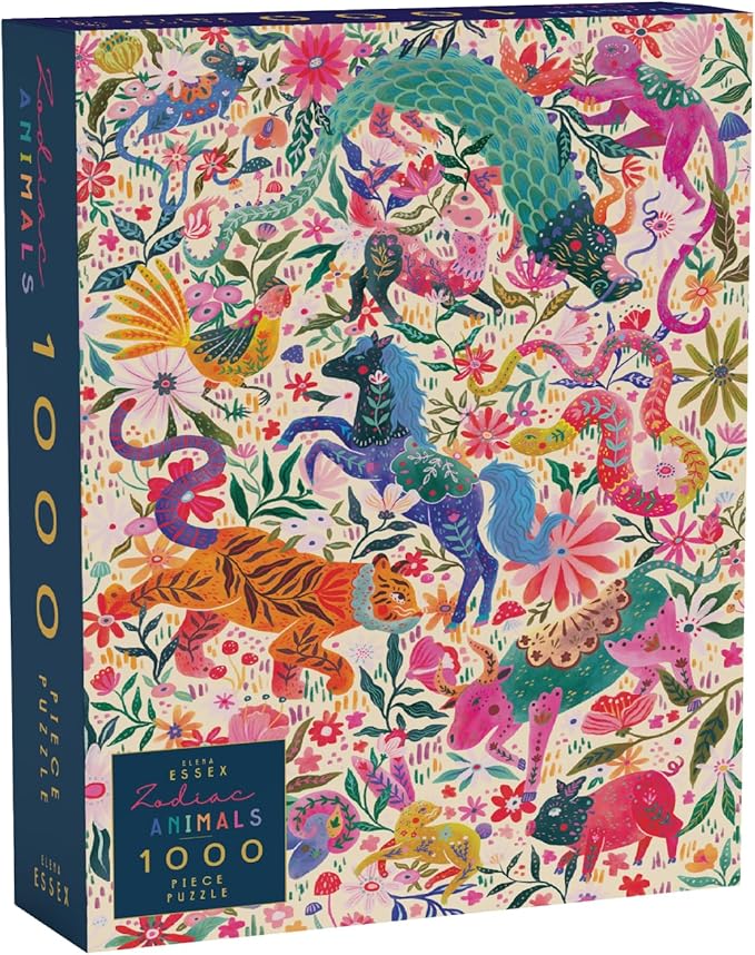 Elena Essex Puzzles for Adults - Zodiac Animals | 1000 Piece Puzzle | Jigsaw Puzzles 1000 Pieces | Dragon Animal Tiger Horse Cat Puzzle | Size 20x28 inches