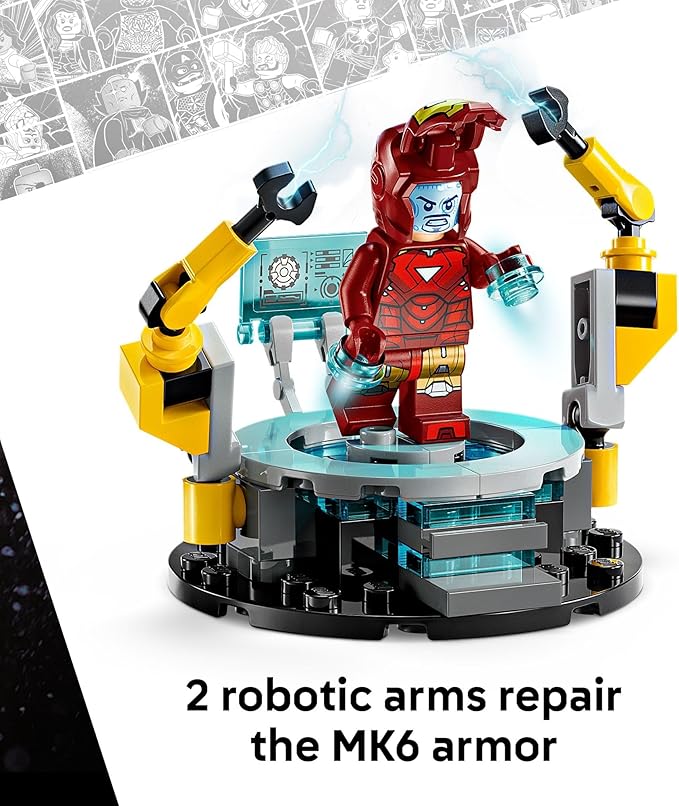 LEGO Marvel Iron Man’s Laboratory: Hall of Armor Building Toy - Marvel Superhero Toy for Kids, Boys and Girls, Ages 8+ - with Minifigures and a Mech - Gift Idea for Birthdays - 76315