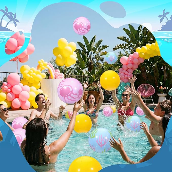 12 Pcs Cartoon Style Beach Balls 7.87 Inch Jellyfish and Coral Marine Creatures Inflatable Beach Balls for Cartoon Fans Tropical Hawaii Summer Swimming Pool Water Games Party Favors