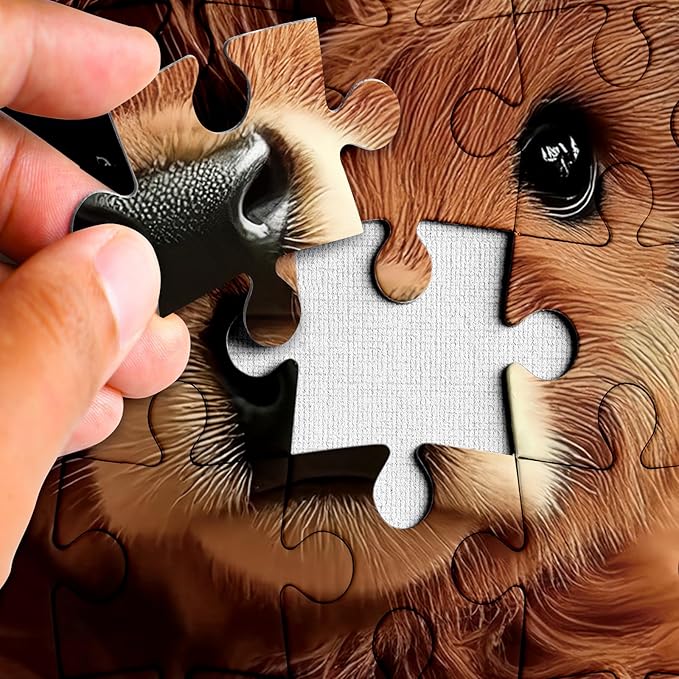 Cute Highland Cow Flower Puzzles for Adults 1000 Pieces, Funny Alpine Cattle Animal Jigsaw Puzzle, Impossible Difficult Art Puzzles
