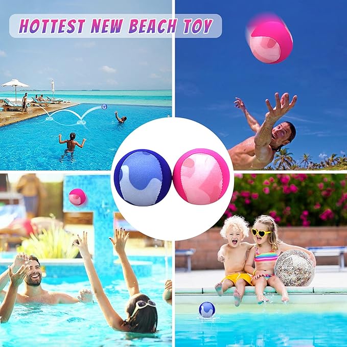 Water Skipping Ball Summer Beach Ball 2-Pack Water Bouncing Balls Grip Ball for Beach Swimming Pool River Lake