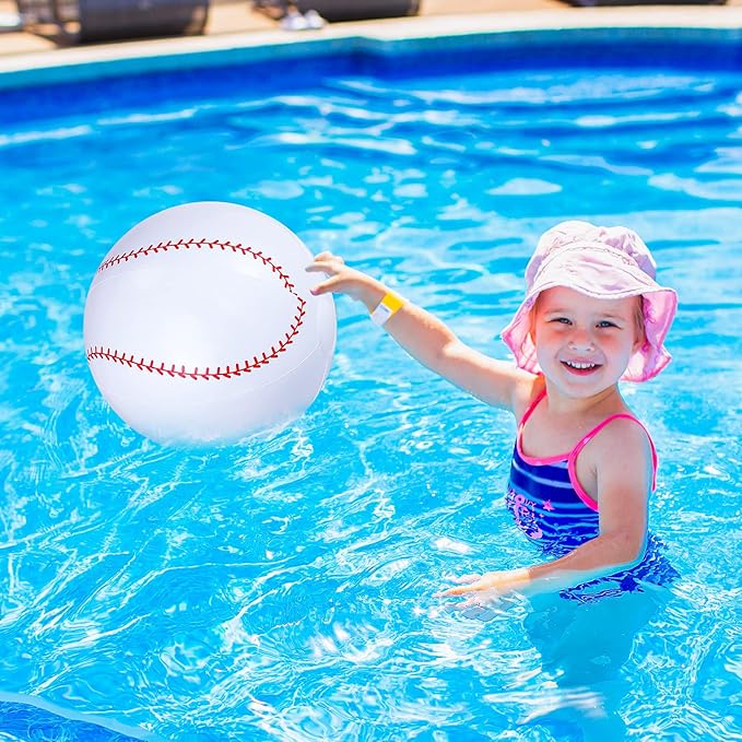Zhanmai 6 Pack Inflatable Baseball 16 Inch Blow up Beach Ball Large Sport Pool Ball with Pump for Adults Teens Gift Summer Outdoor Party Decorations