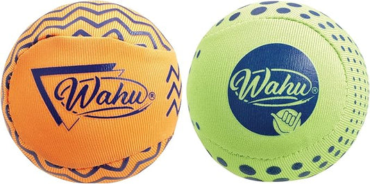Wahu Super Grip 100% Waterproof Skimball Set, Pack of 2 Water Skipping Balls for Pool and Beach, Skips Over 150' on Water, Green/Orange