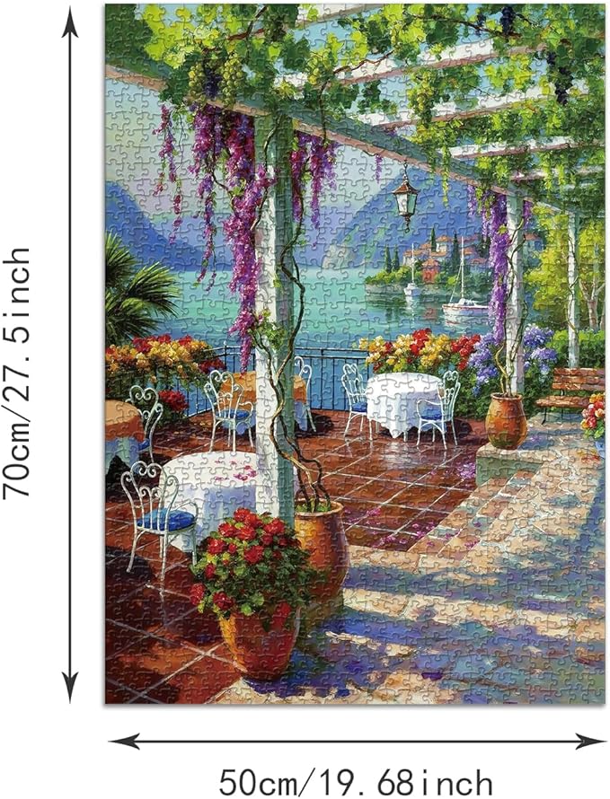 Puzzle for Adults 1000 Pieces, Lakefront Pergola Patio Puzzle, Challening Impossible Difficult Hard Fun 1000 Pieces Jigsaw Puzzles for Adults