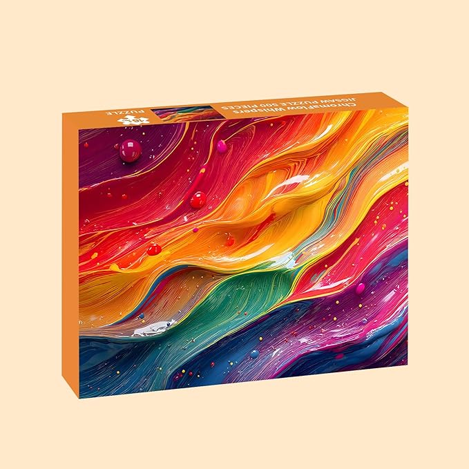 Puzzles for Adults 500 Pieces, Colorful Wall Art Jigsaw Puzzles -ChromaFlow Whispers, Impossible Puzzle for Rainbow Wall Decor