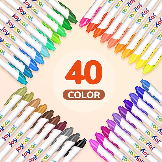 JoyCat Click & Draw Washable Markers for kids with Retractable Tips,40 Colors Markers Set,retractable marker for Toddlers Kids, Ideal arts & crafts supplies,coloring markers,Holiday Gifts for Kid.