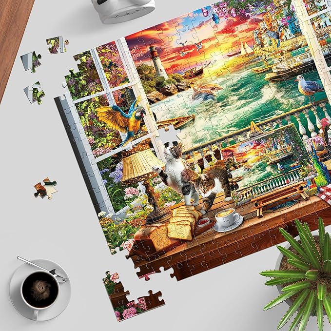 Puzzles for Adults 1000 Pieces, Jigsaw Puzzle for Adults, Fun Challenging Puzzle, Coast Window Puzzles Game, Interlock Perfectly No Dust, Gift for Valentine Friends Parents