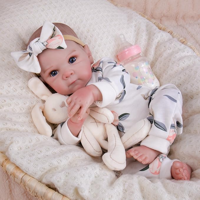 Milidool Lifelike Reborn Baby Dolls Girl - 20 Inch Realistic Newborn Baby Dolls with Poseable Body, Real Life Baby Dolls with Accessories for 3+ Year Old Girls Gifts, Pretend Play, Collection