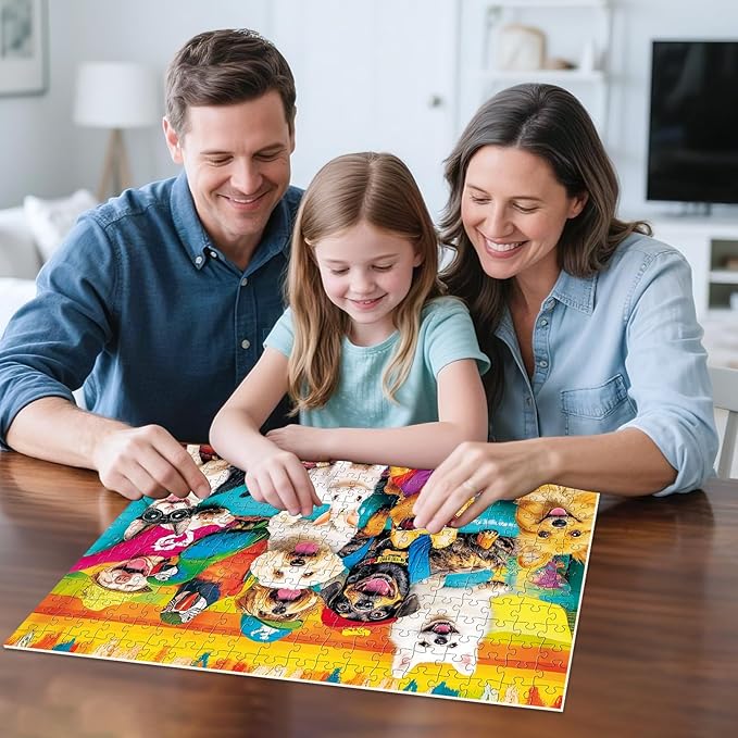 300 Piece Puzzles for Adults, Funny Dog, Cat, Bunny Cartoon Animal Puzzle, Colorful Pet Jigsaw Puzzles for Adults, Seniors, and Kids, Finished Size 20.5 x 15 in, Ideal Gift Choice