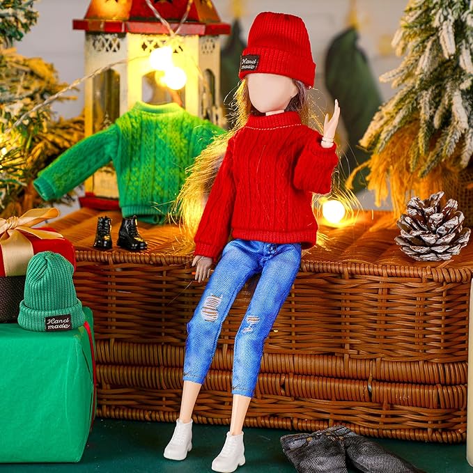 Bencailor 6 Pcs Doll Clothes Doll Accessories Include Sweater Pants Shoes Hat for Birthday Gift(Bright,12 Inch)